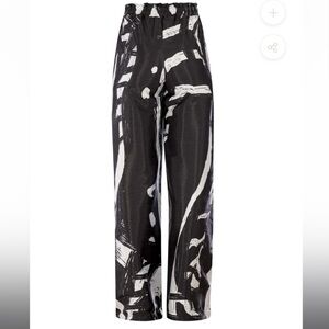 Diarrablu Leer Palazzo Pants - Black & White